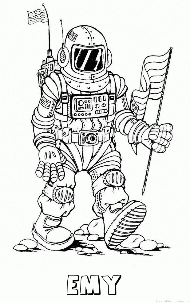 Emy astronaut kleurplaat