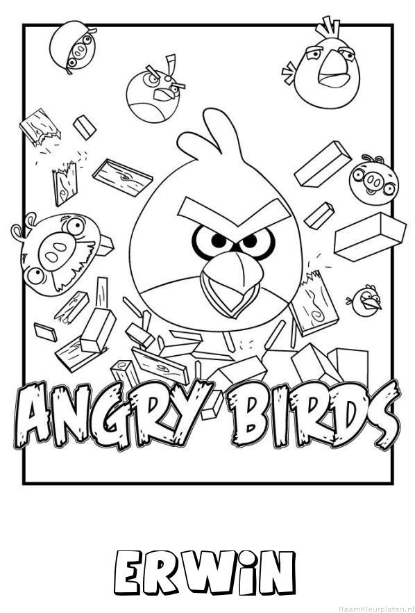 Erwin angry birds kleurplaat