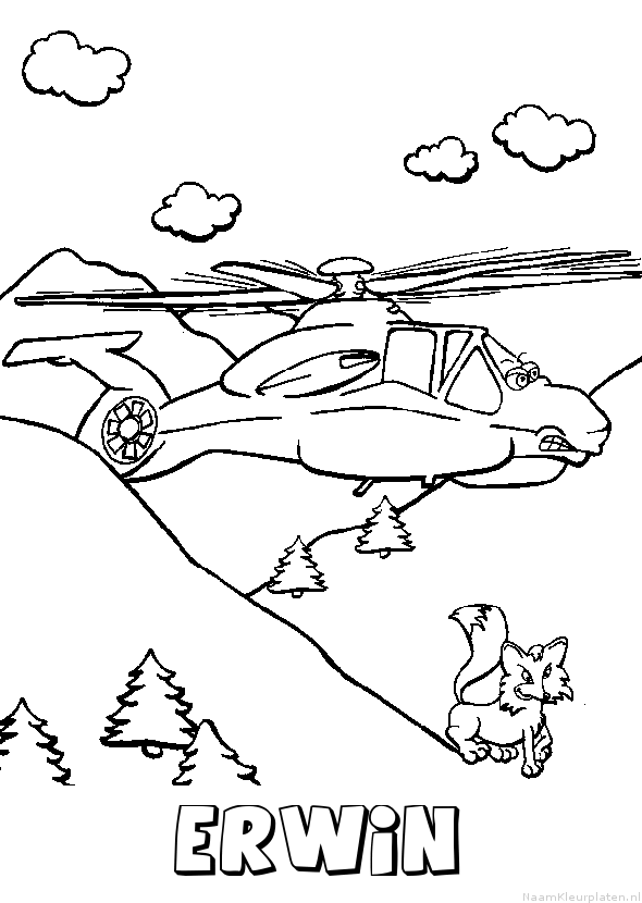 Erwin helikopter kleurplaat