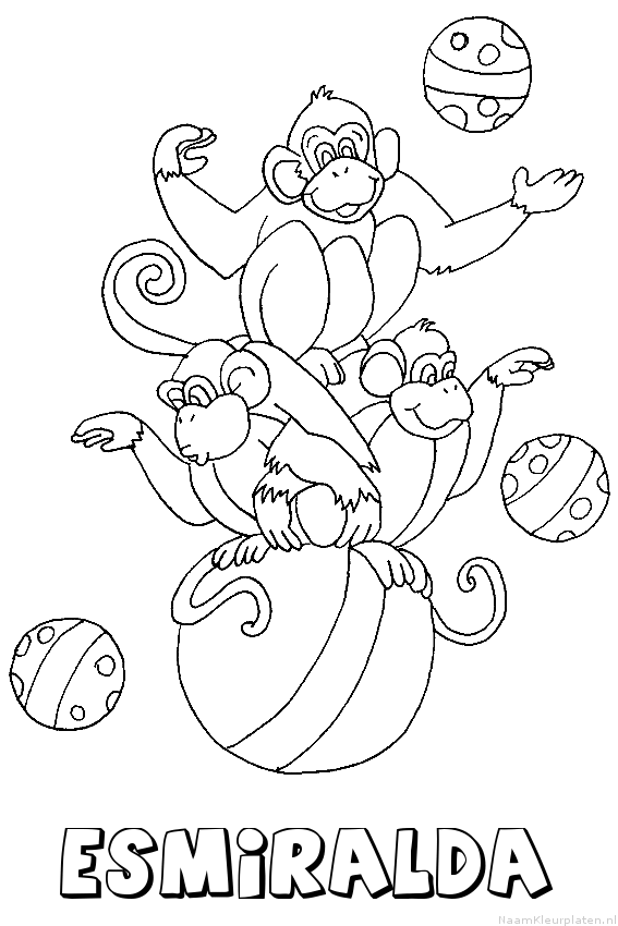 Esmiralda apen circus kleurplaat