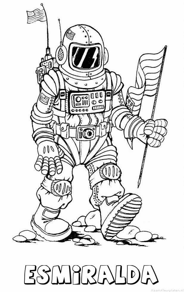 Esmiralda astronaut kleurplaat