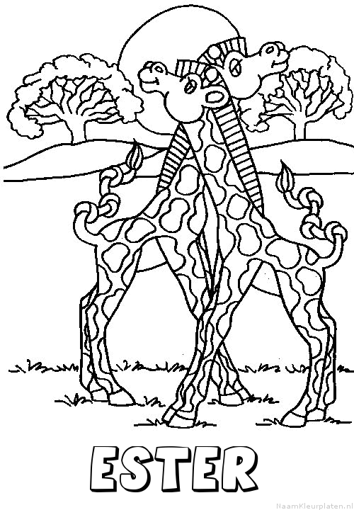 Ester giraffe koppel kleurplaat
