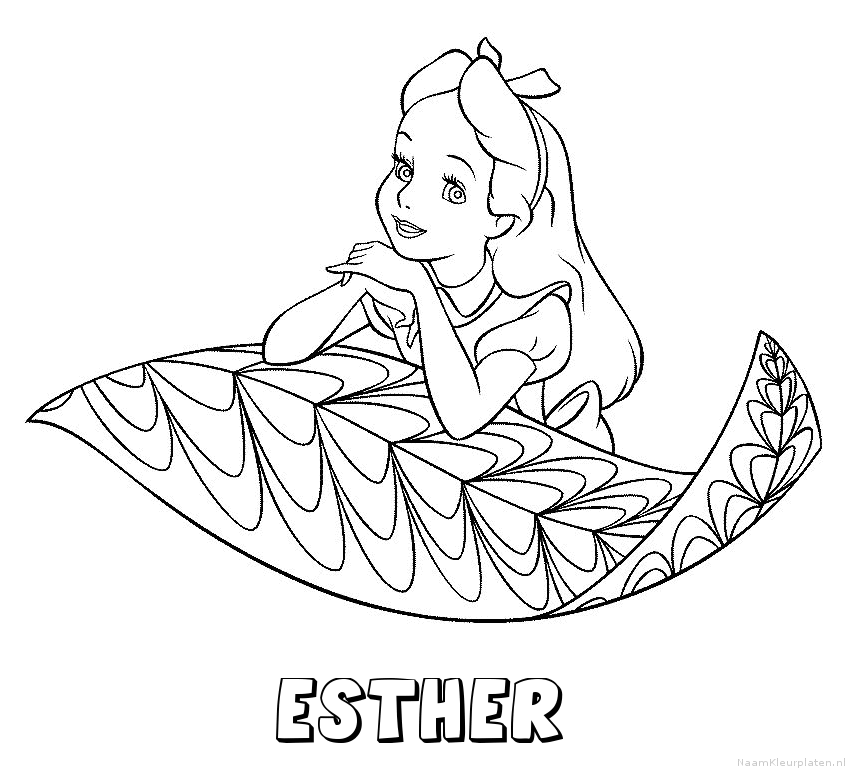 Esther alice in wonderland kleurplaat