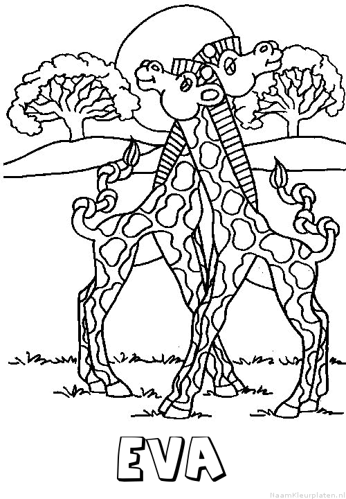Eva giraffe koppel kleurplaat