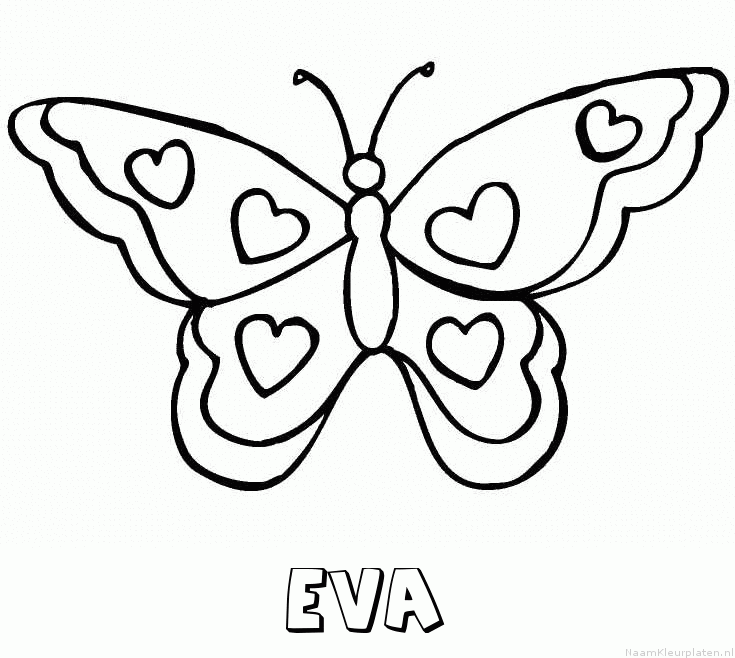 Eva vlinder hartjes kleurplaat