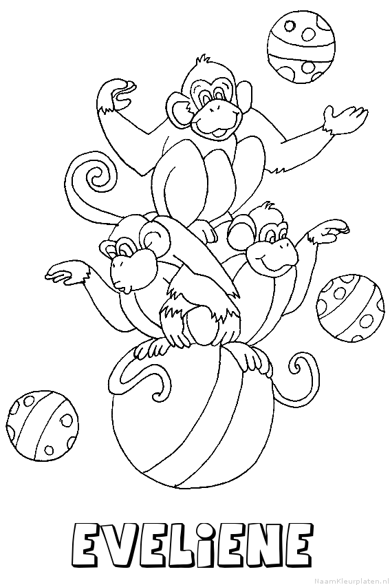 Eveliene apen circus kleurplaat