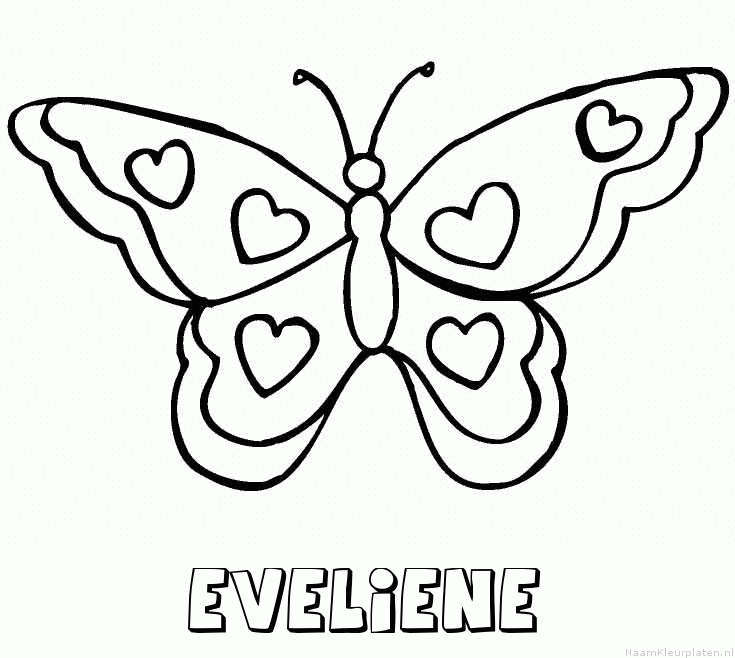 Eveliene vlinder hartjes kleurplaat
