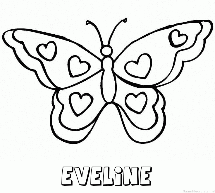 Eveline vlinder hartjes kleurplaat