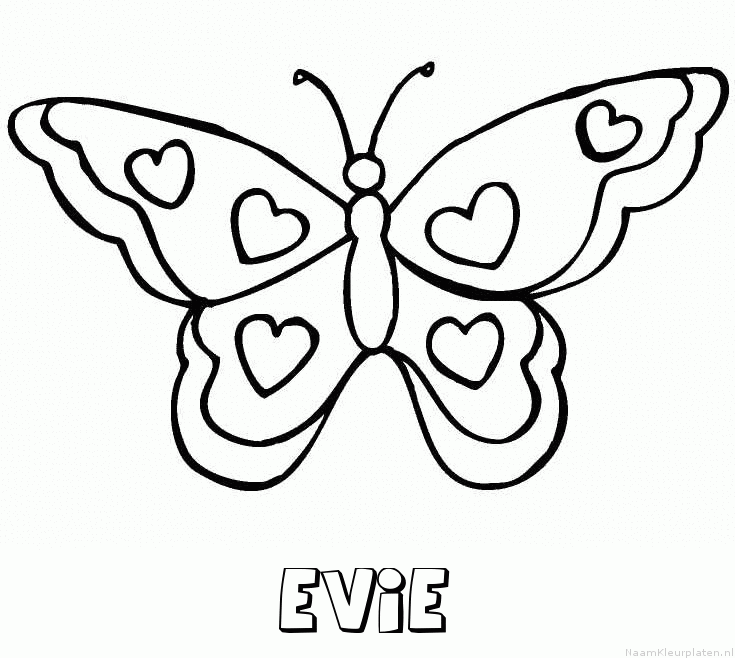 Evie vlinder hartjes kleurplaat