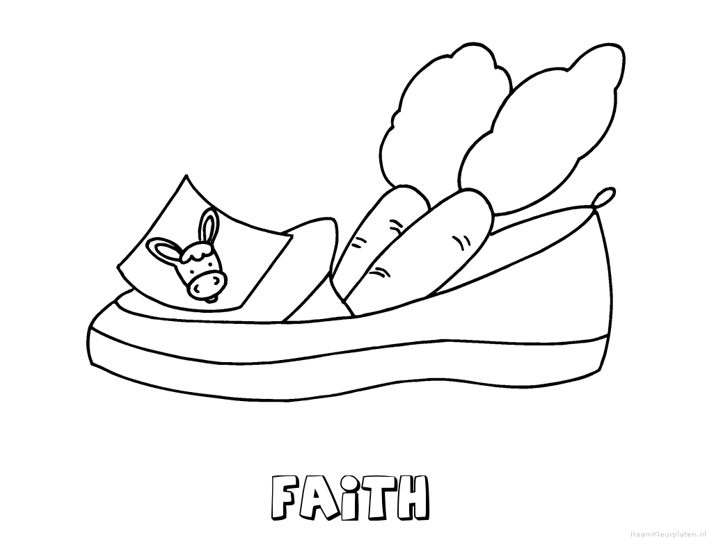 Faith schoen zetten kleurplaat