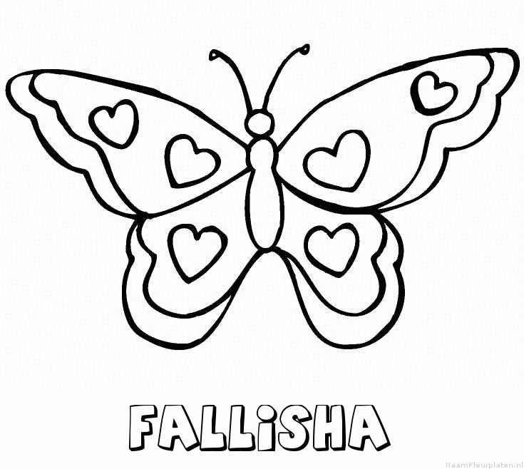 Fallisha vlinder hartjes kleurplaat