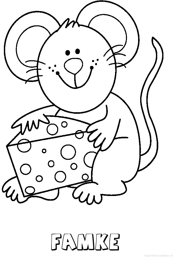 Famke muis kaas kleurplaat