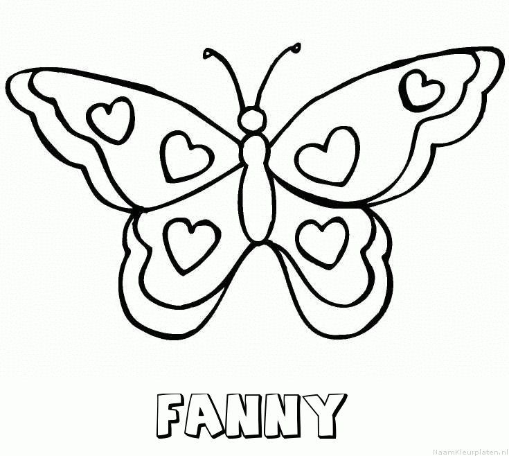 Fanny vlinder hartjes kleurplaat