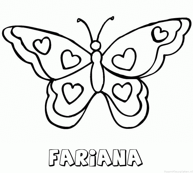 Fariana vlinder hartjes kleurplaat