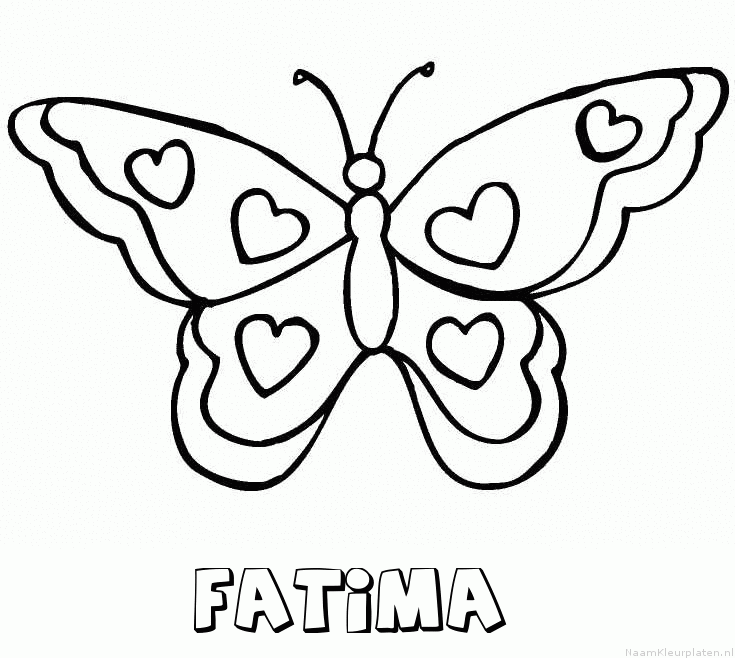 Fatima vlinder hartjes kleurplaat