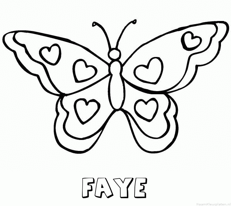 Faye vlinder hartjes kleurplaat