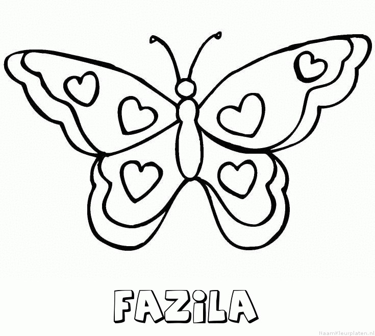 Fazila vlinder hartjes kleurplaat