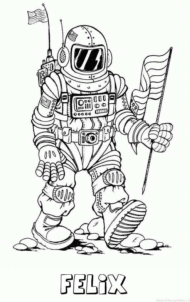 Felix astronaut kleurplaat