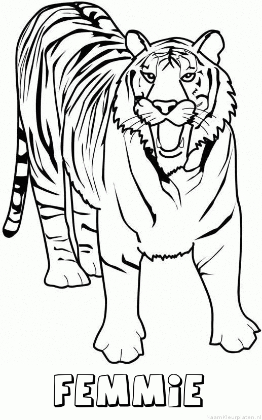 Femmie tijger 2 kleurplaat