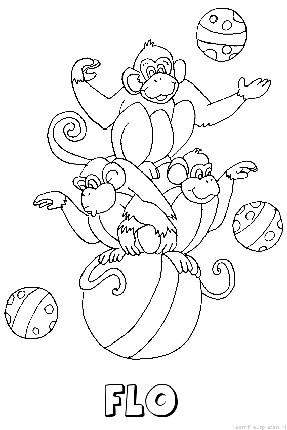 Flo apen circus kleurplaat