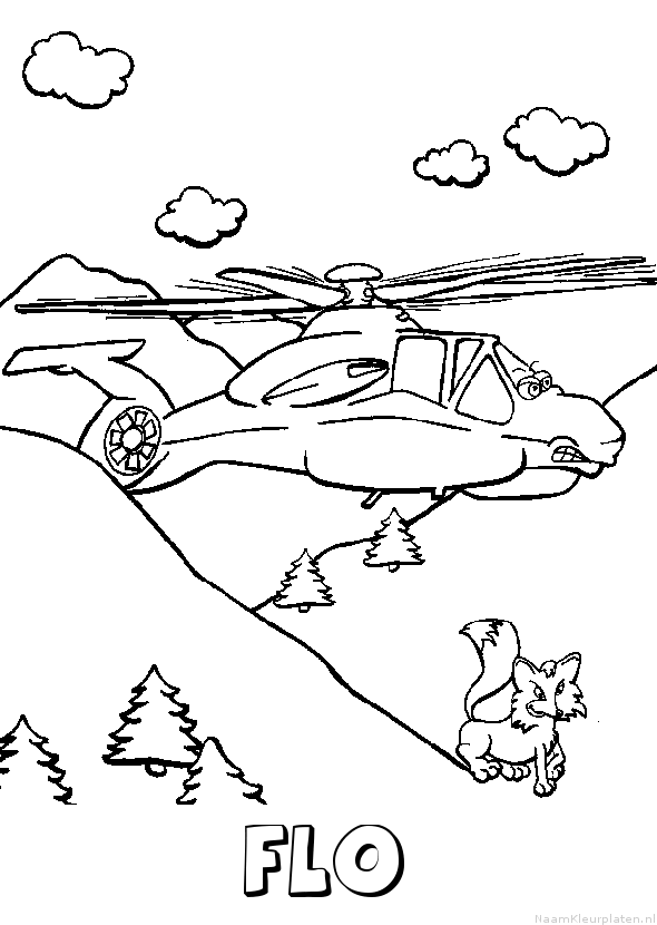 Flo helikopter kleurplaat