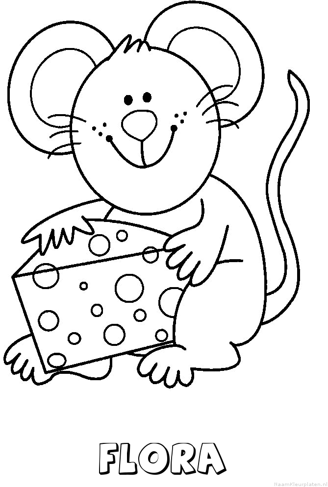 Flora muis kaas kleurplaat