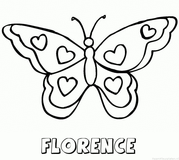 Florence vlinder hartjes kleurplaat