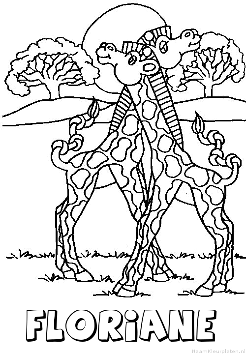 Floriane giraffe koppel kleurplaat