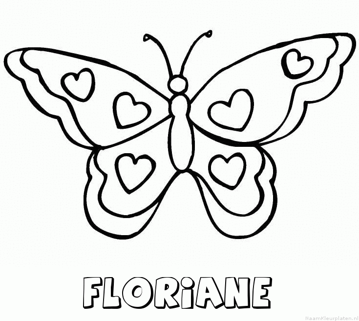 Floriane vlinder hartjes kleurplaat
