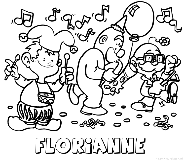 Florianne carnaval kleurplaat