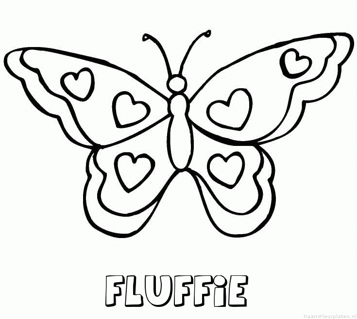 Fluffie vlinder hartjes kleurplaat
