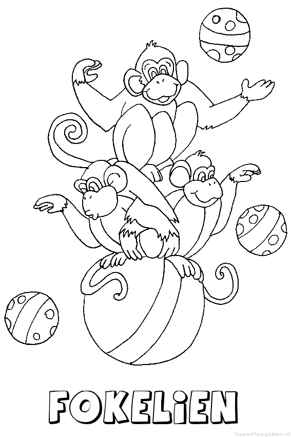 Fokelien apen circus kleurplaat