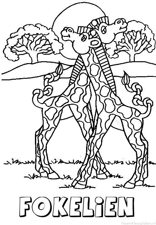 Fokelien giraffe koppel kleurplaat