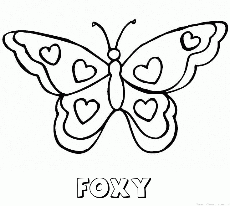 Foxy vlinder hartjes kleurplaat