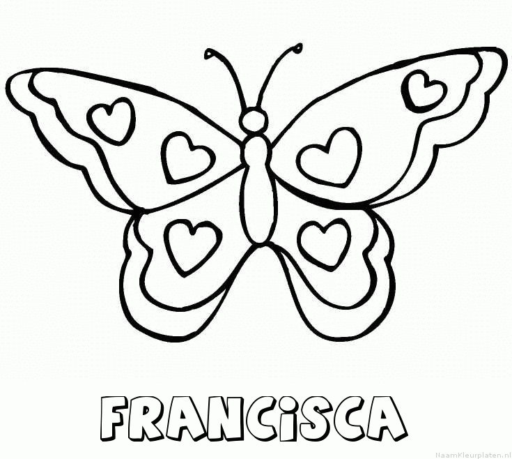 Francisca vlinder hartjes kleurplaat