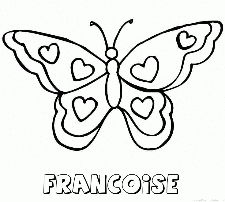 Francoise vlinder hartjes kleurplaat