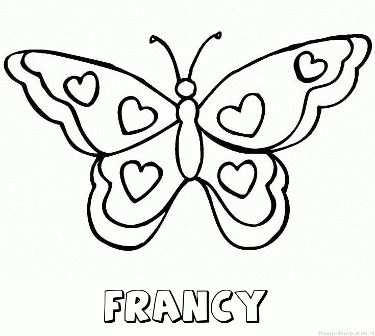 Francy vlinder hartjes kleurplaat
