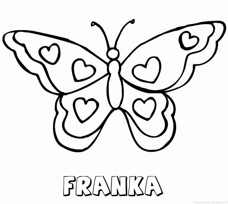 Franka vlinder hartjes kleurplaat