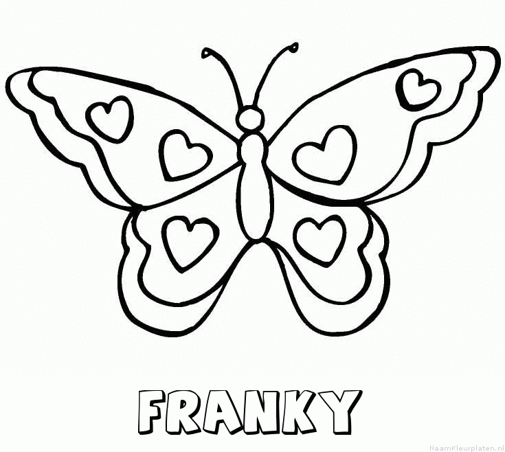 Franky vlinder hartjes kleurplaat