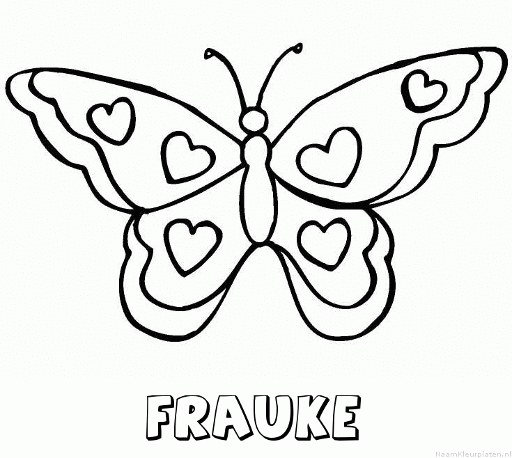Frauke vlinder hartjes kleurplaat