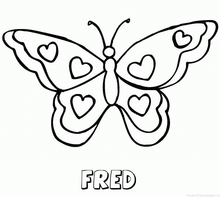 Fred vlinder hartjes kleurplaat