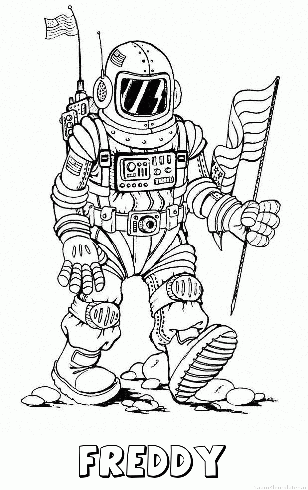 Freddy astronaut kleurplaat