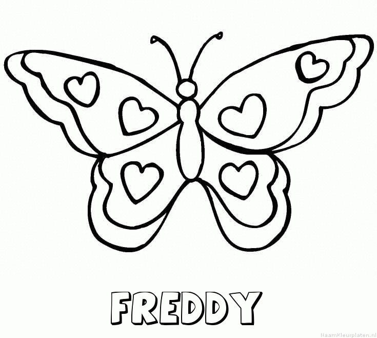 Freddy vlinder hartjes kleurplaat