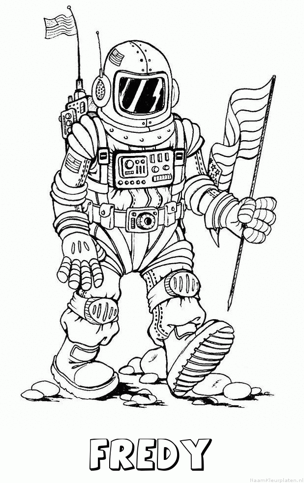 Fredy astronaut kleurplaat