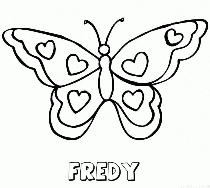 Fredy vlinder hartjes kleurplaat