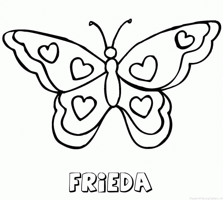 Frieda vlinder hartjes kleurplaat