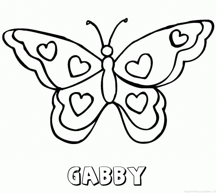 Gabby vlinder hartjes kleurplaat