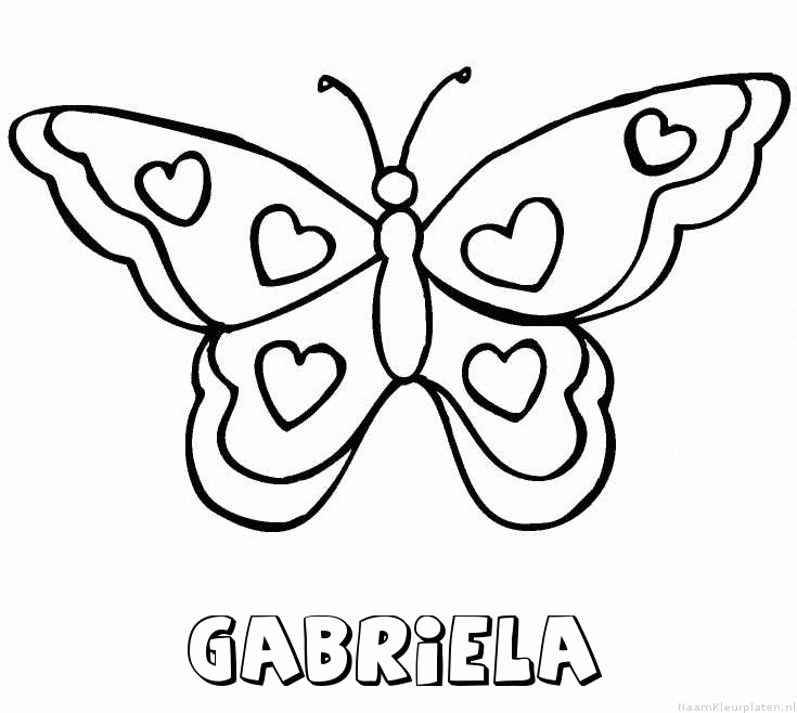 Gabriela vlinder hartjes kleurplaat