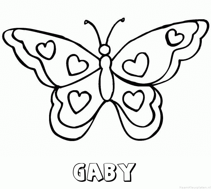 Gaby vlinder hartjes kleurplaat