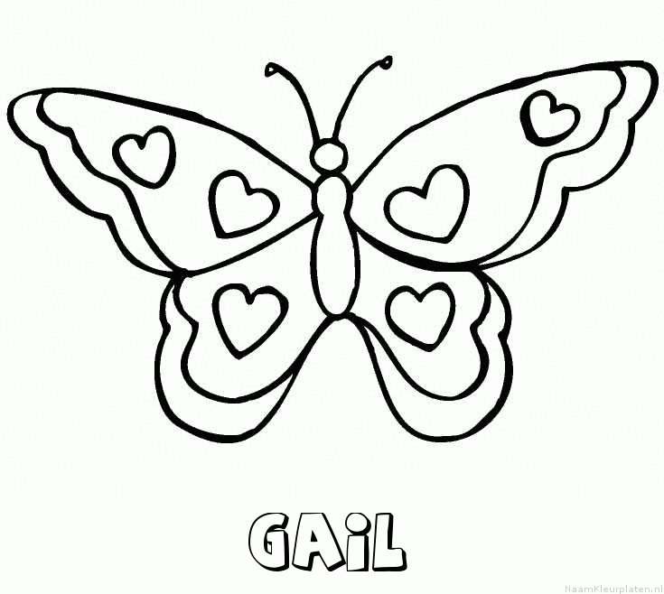 Gail vlinder hartjes kleurplaat